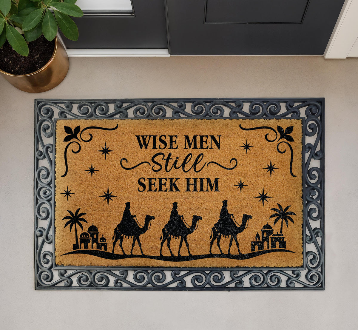 Wise Men Still Seek Him Welcome Mat, Christian Christmas Doormat, Religious Holiday Porch Decor