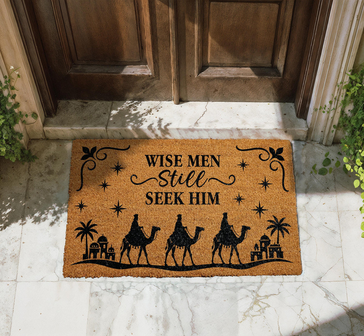 Wise Men Still Seek Him Welcome Mat, Christian Christmas Doormat, Religious Holiday Porch Decor