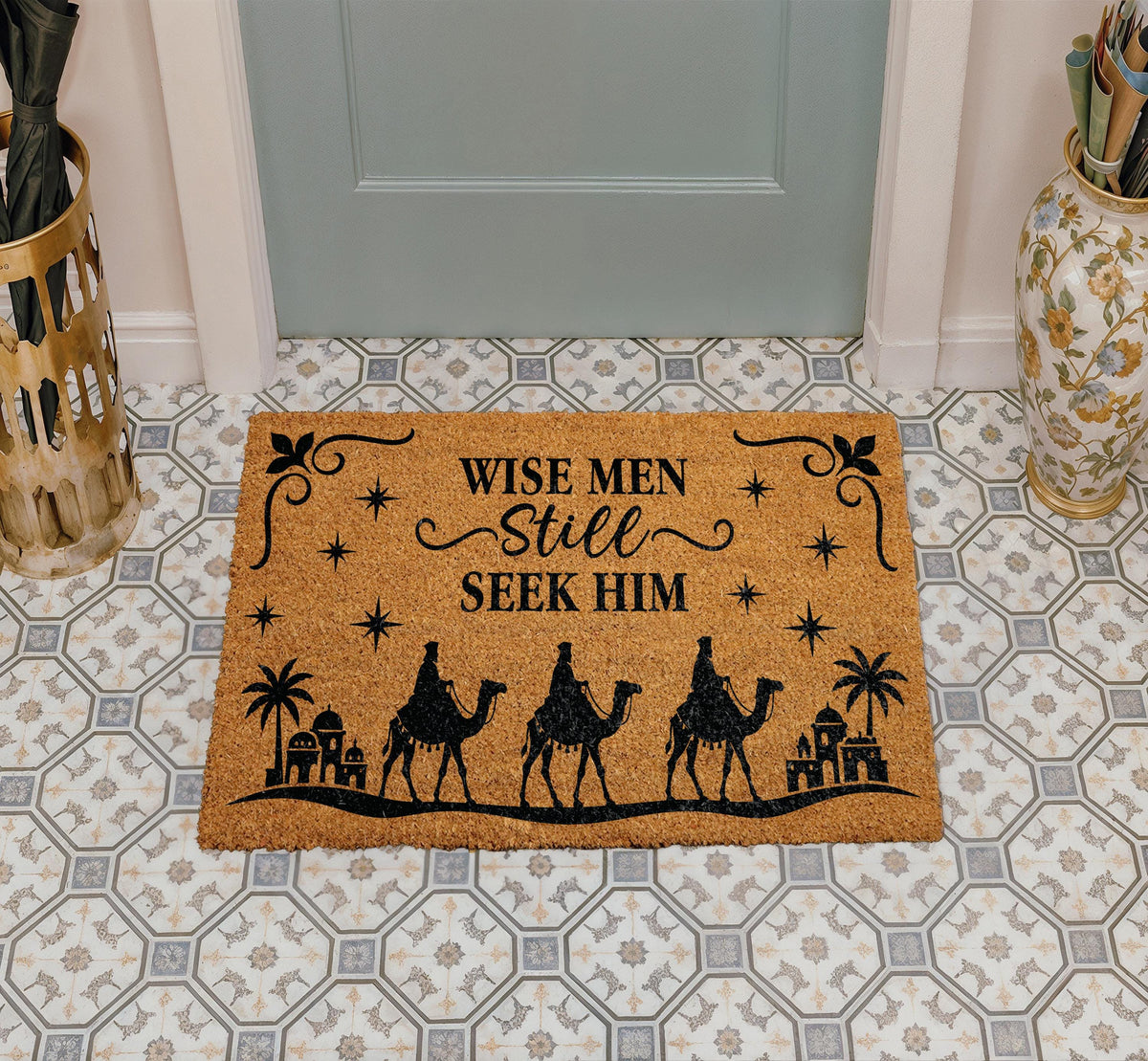 Wise Men Still Seek Him Welcome Mat, Christian Christmas Doormat, Religious Holiday Porch Decor