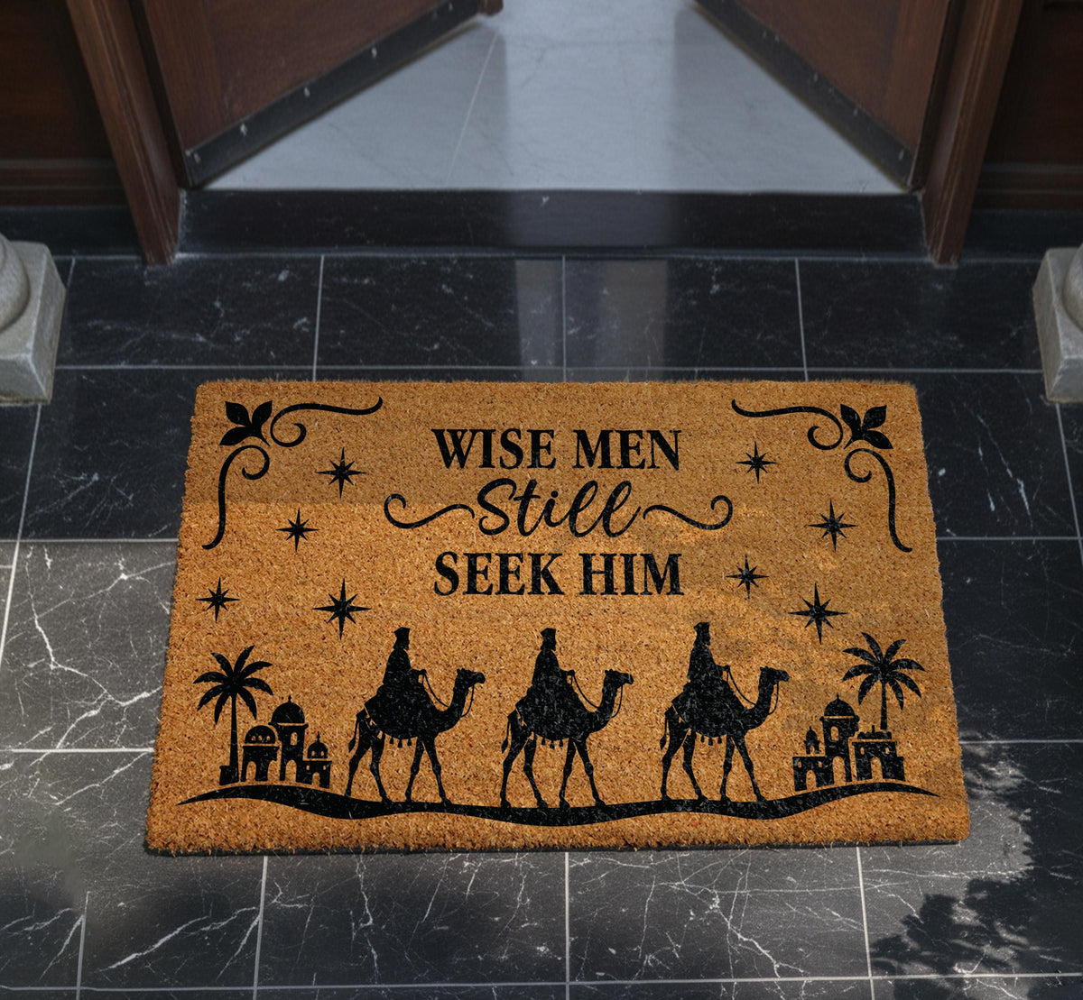 Wise Men Still Seek Him Welcome Mat, Christian Christmas Doormat, Religious Holiday Porch Decor