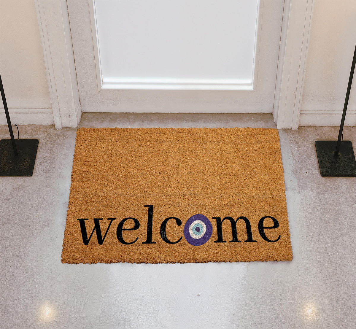 Evil Eye Welcome Doormat, Spiritual Home Entrance Decor, Good Luck Front Porch Rug