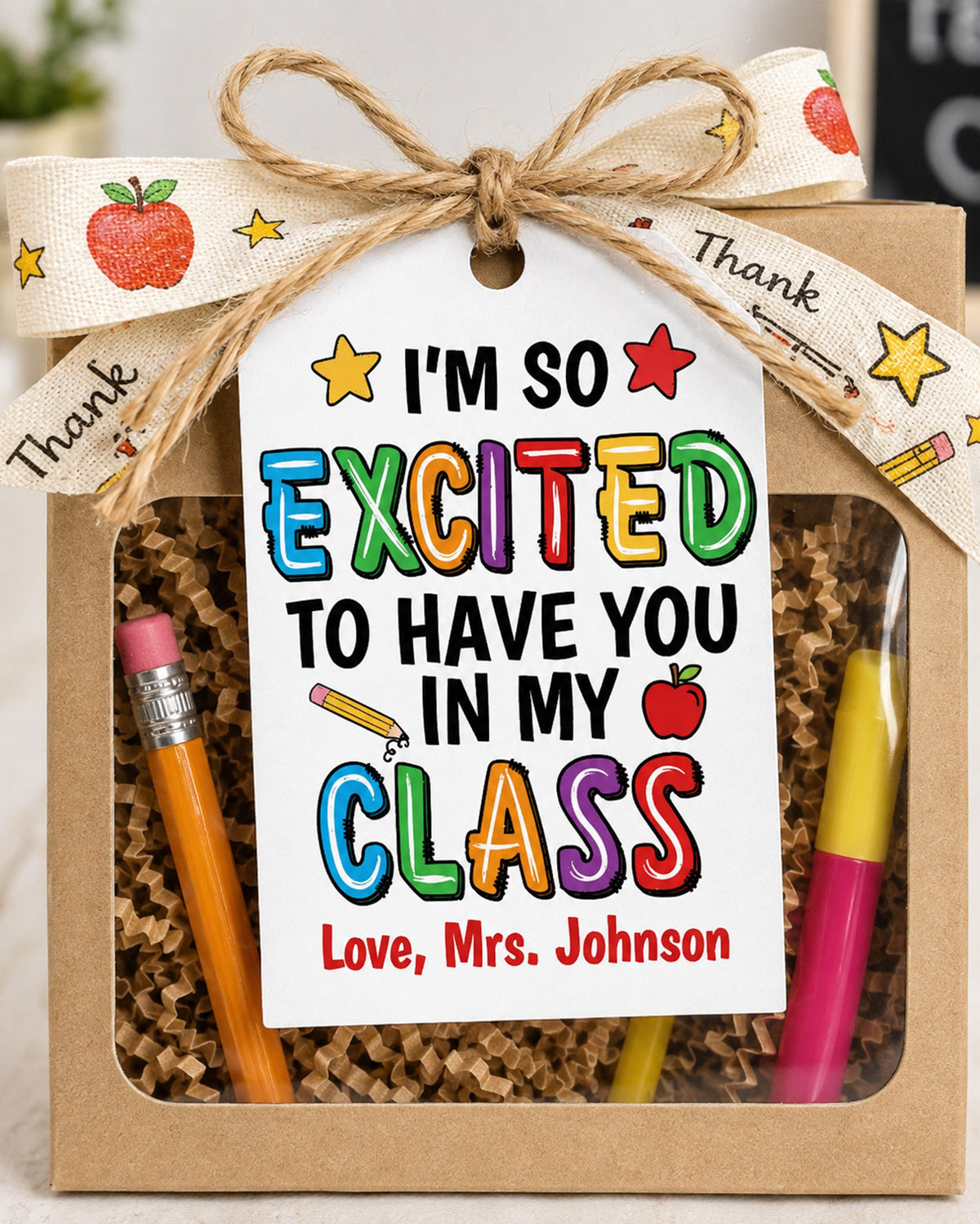 Personalized Back to School Gift Tag, Teacher Student Welcome Class Card