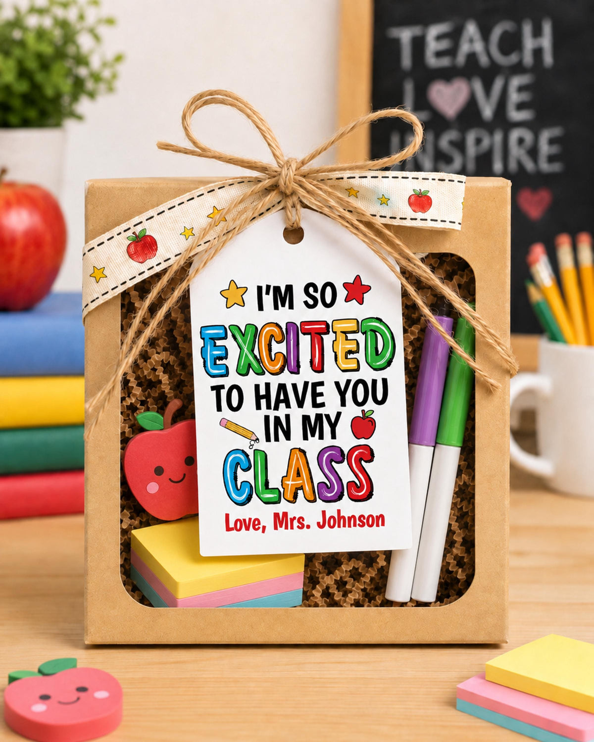 Personalized Back to School Gift Tag, Teacher Student Welcome Class Card