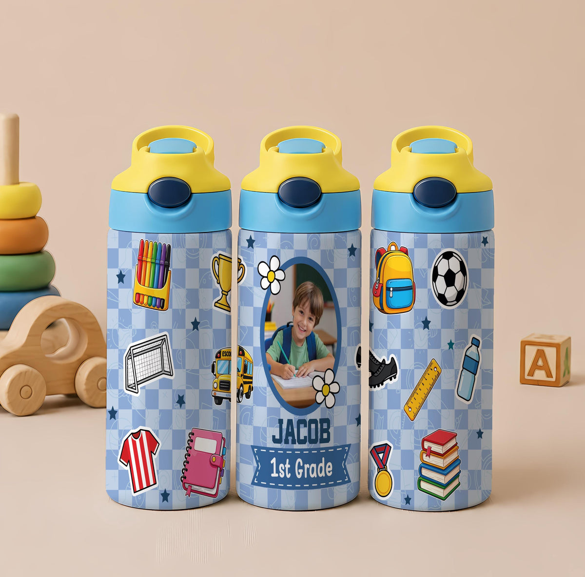 Personalized Kids Stainless Steel Tumbler, Custom Name Insulated Drinkware, Back to School Gift