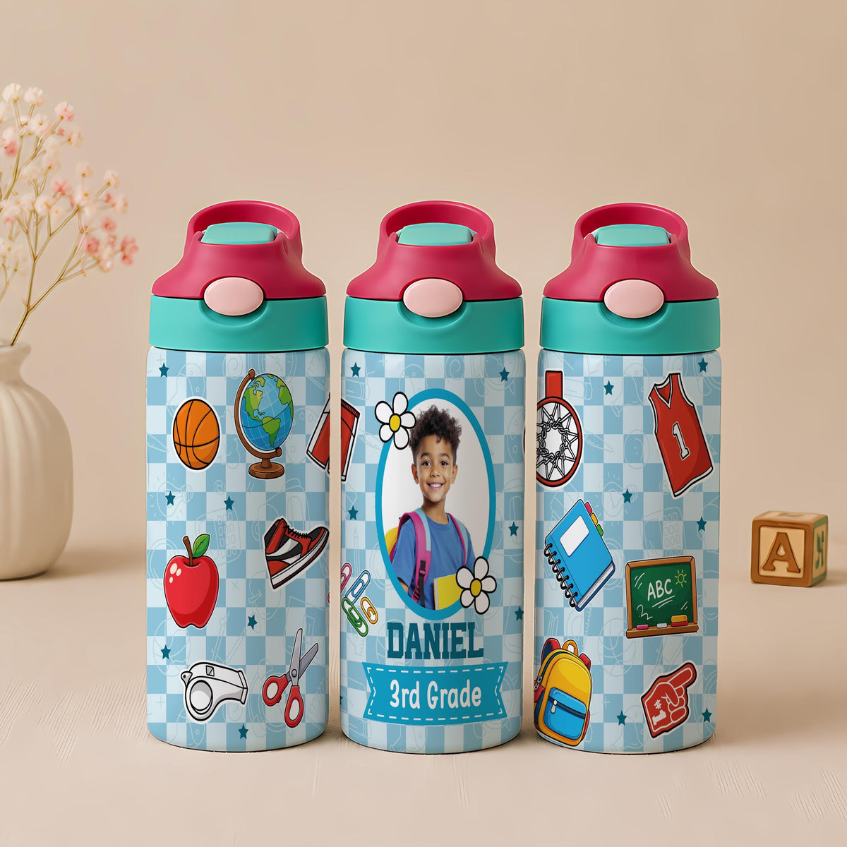 Personalized Kids Stainless Steel Tumbler, Custom Name Insulated Drinkware, Back to School Gift