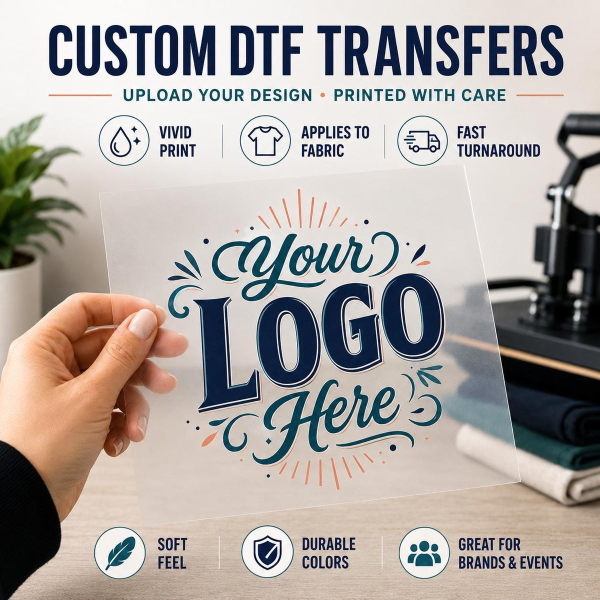Custom DTF Transfers, Full Color Shirt Prints, Ready to Press Logo Designs