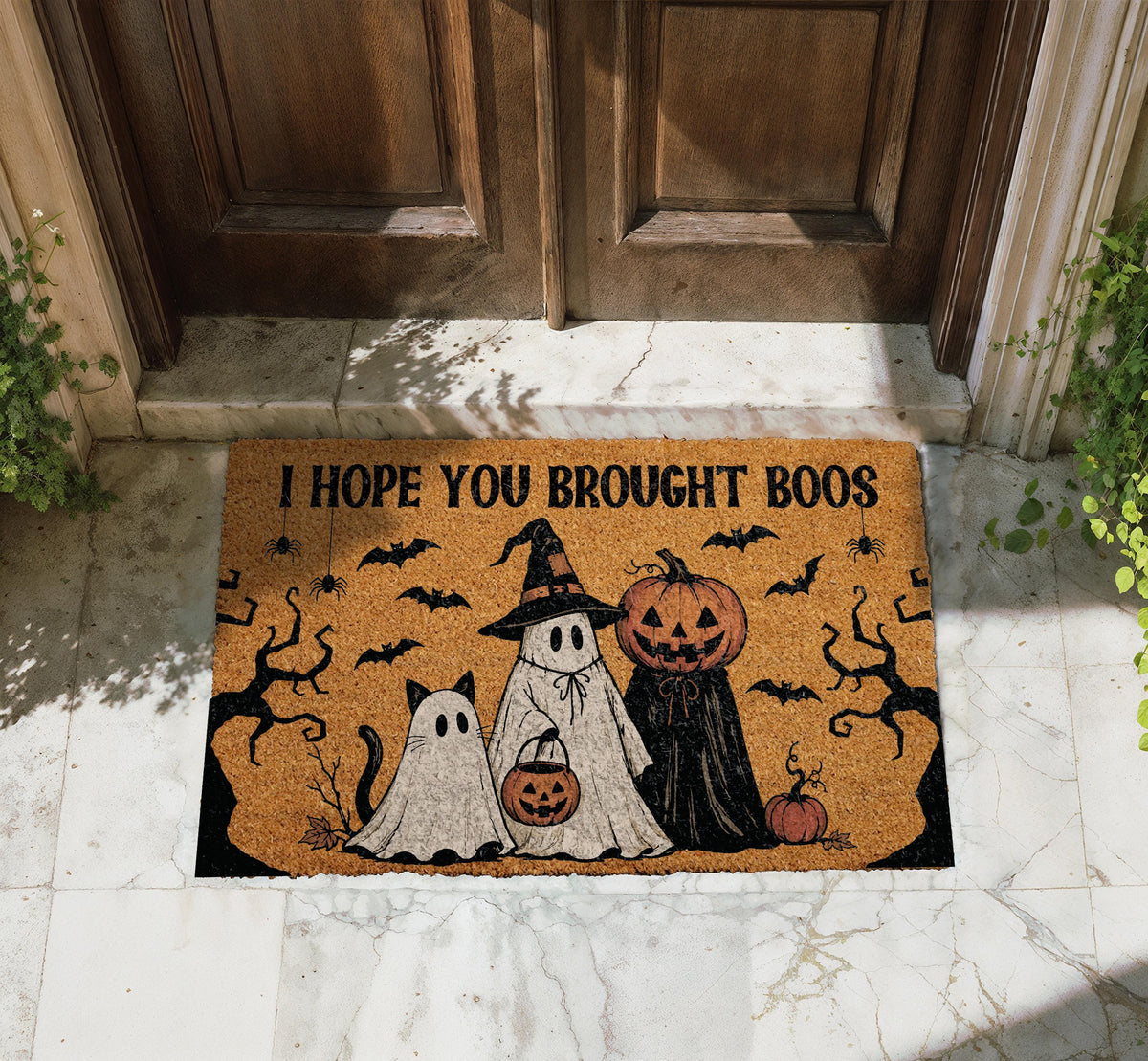 I Hope You Brought Boos Doormat, Spooky Ghost Halloween Welcome Mat