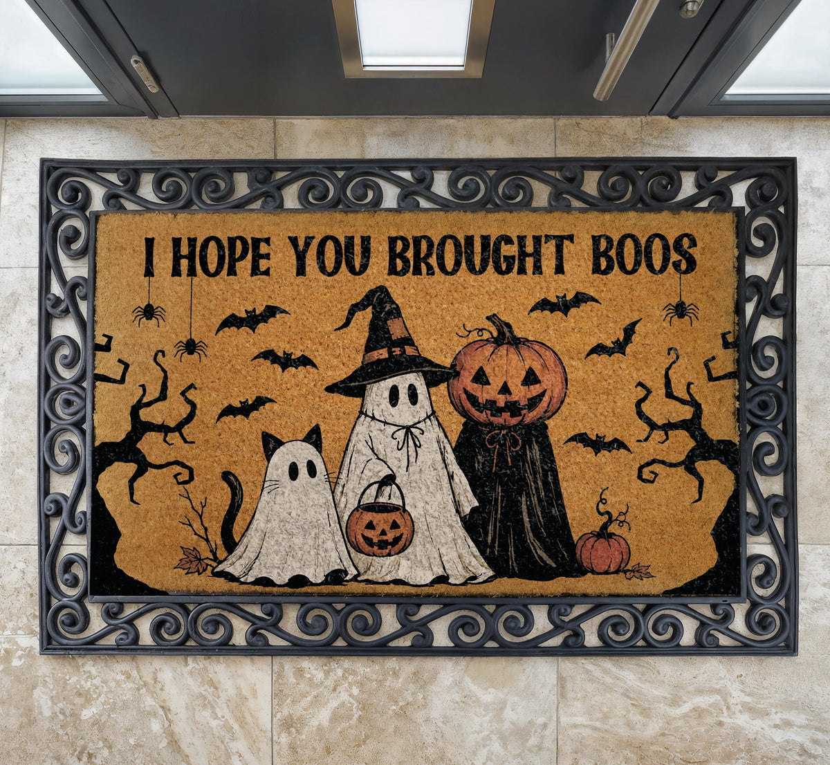 I Hope You Brought Boos Doormat, Spooky Ghost Halloween Welcome Mat