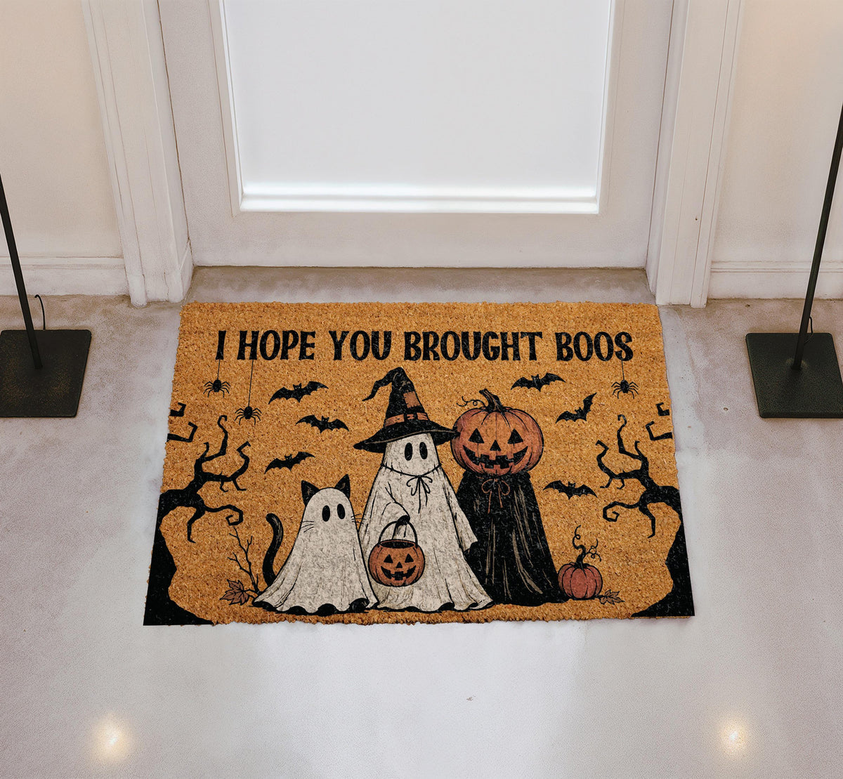 I Hope You Brought Boos Doormat, Spooky Ghost Halloween Welcome Mat