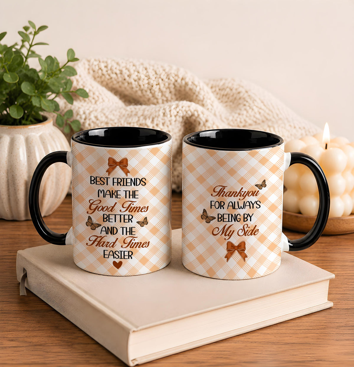 Personalized Best Friend Mug, Custom Bestie Hugging Cats Coffee Cup