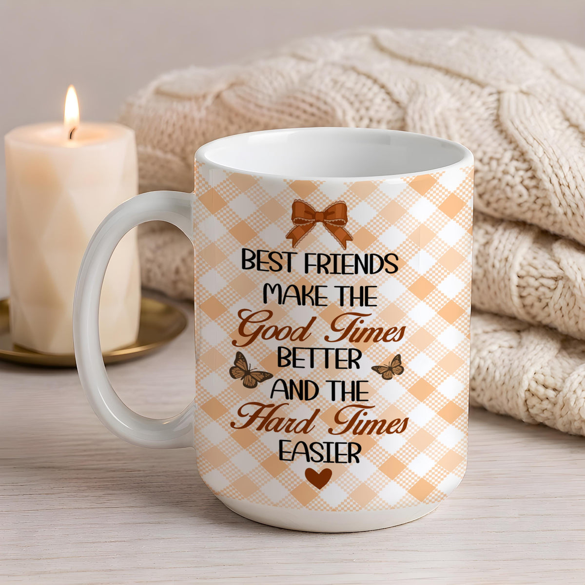 Personalized Best Friend Mug, Custom Bestie Hugging Cats Coffee Cup