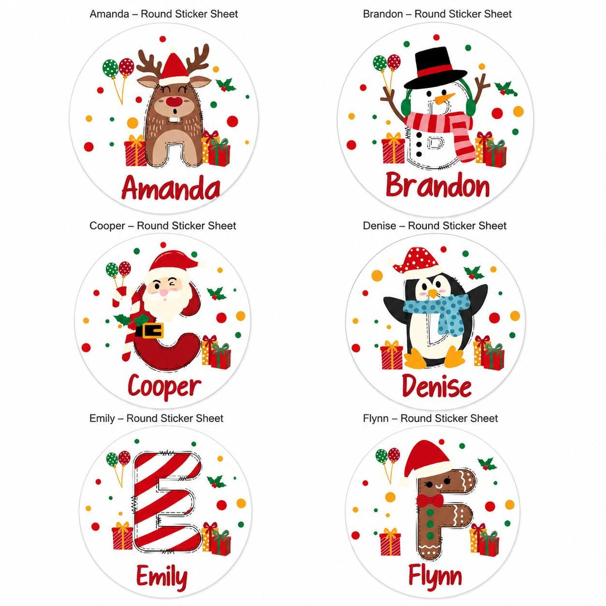 Personalized Christmas Gift Stickers, Custom Name Labels, Holiday Tags (Peel & Stick)