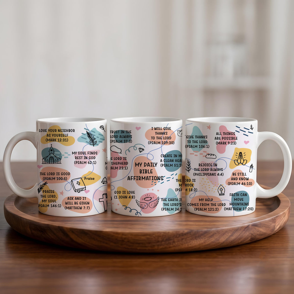 Christian Affirmation Mug, Daily Bible Verse Coffee Cup, Encouraging Scripture Mug
