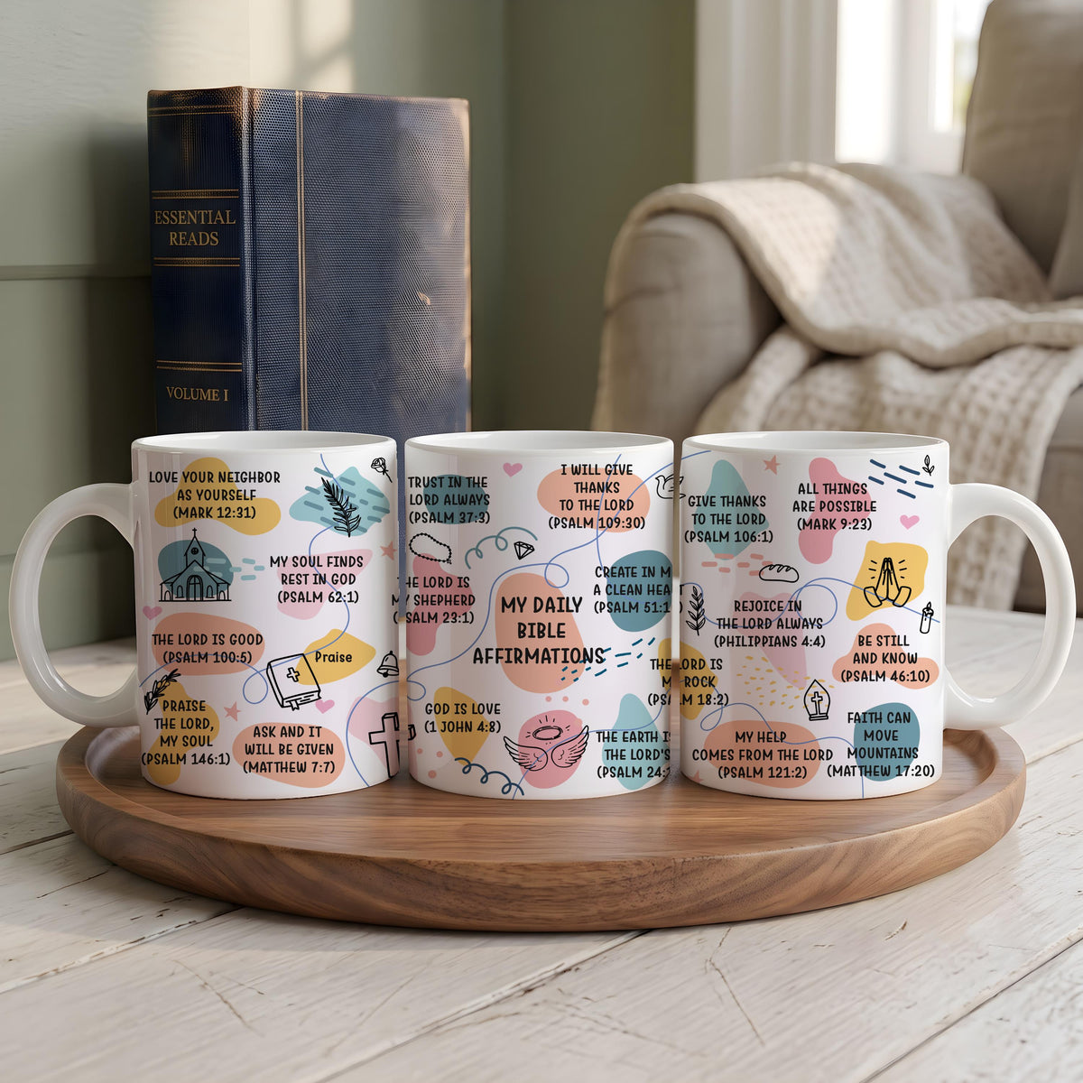 Christian Affirmation Mug, Daily Bible Verse Coffee Cup, Encouraging Scripture Mug