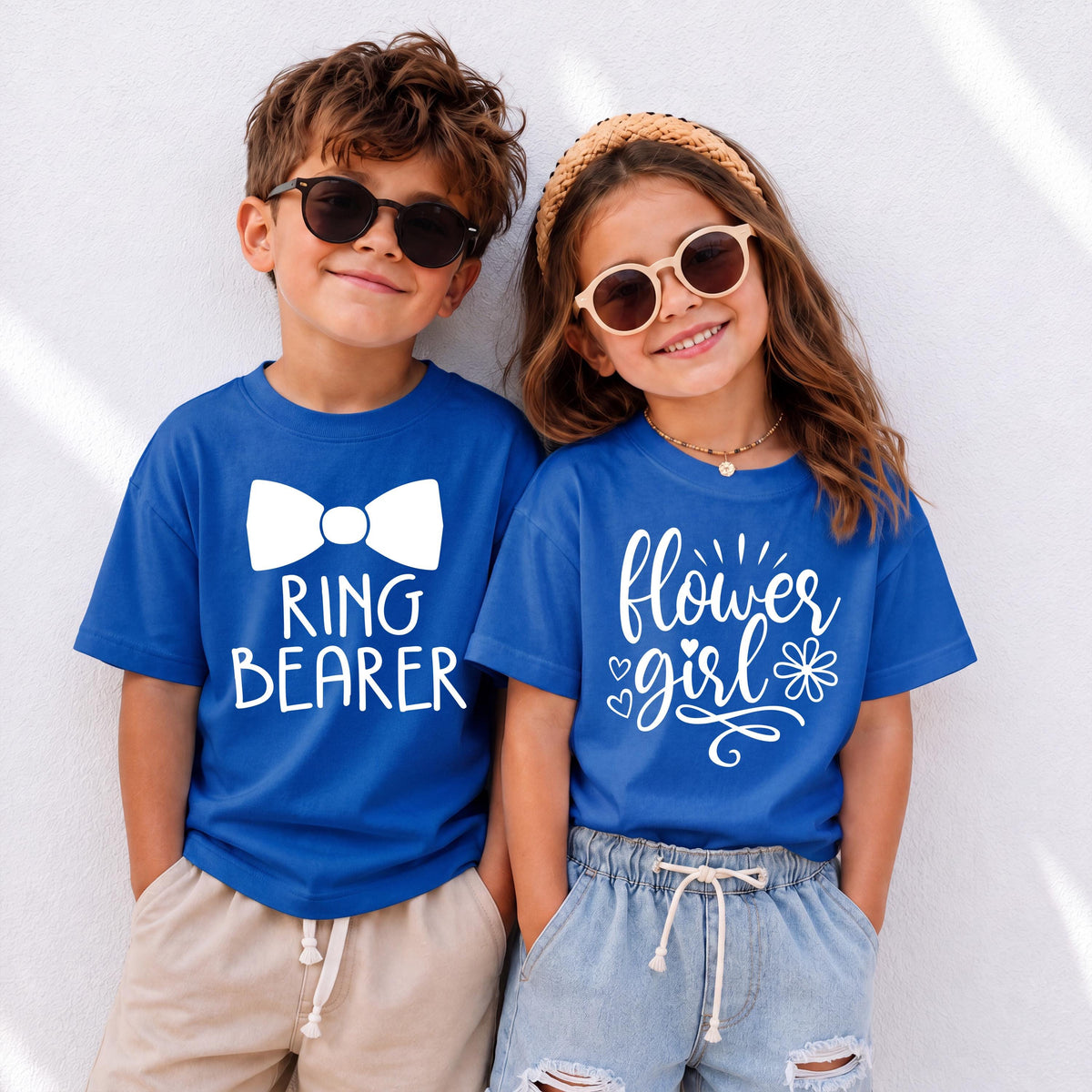 Flower Girl & Ring Security T-Shirt, Wedding Matching Kids Shirts, Petal Patrol and Ring Bearer Tees