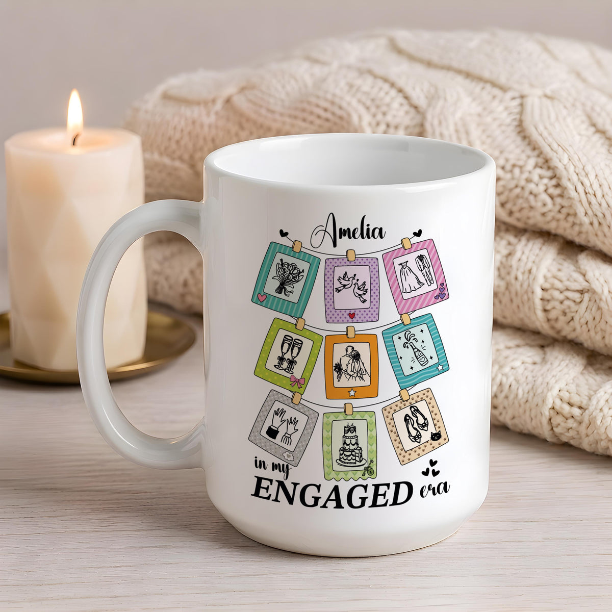 In My Engaged Era Mug, Personalized Engagement Gift, Custom Bride to Be Coffee Cup