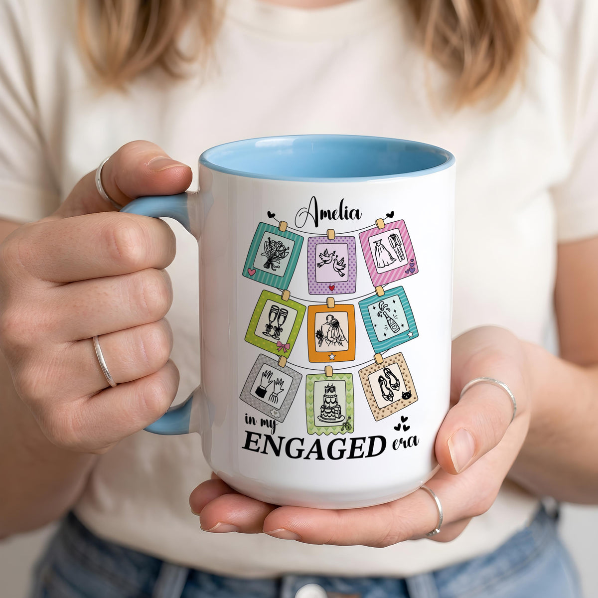 In My Engaged Era Mug, Personalized Engagement Gift, Custom Bride to Be Coffee Cup