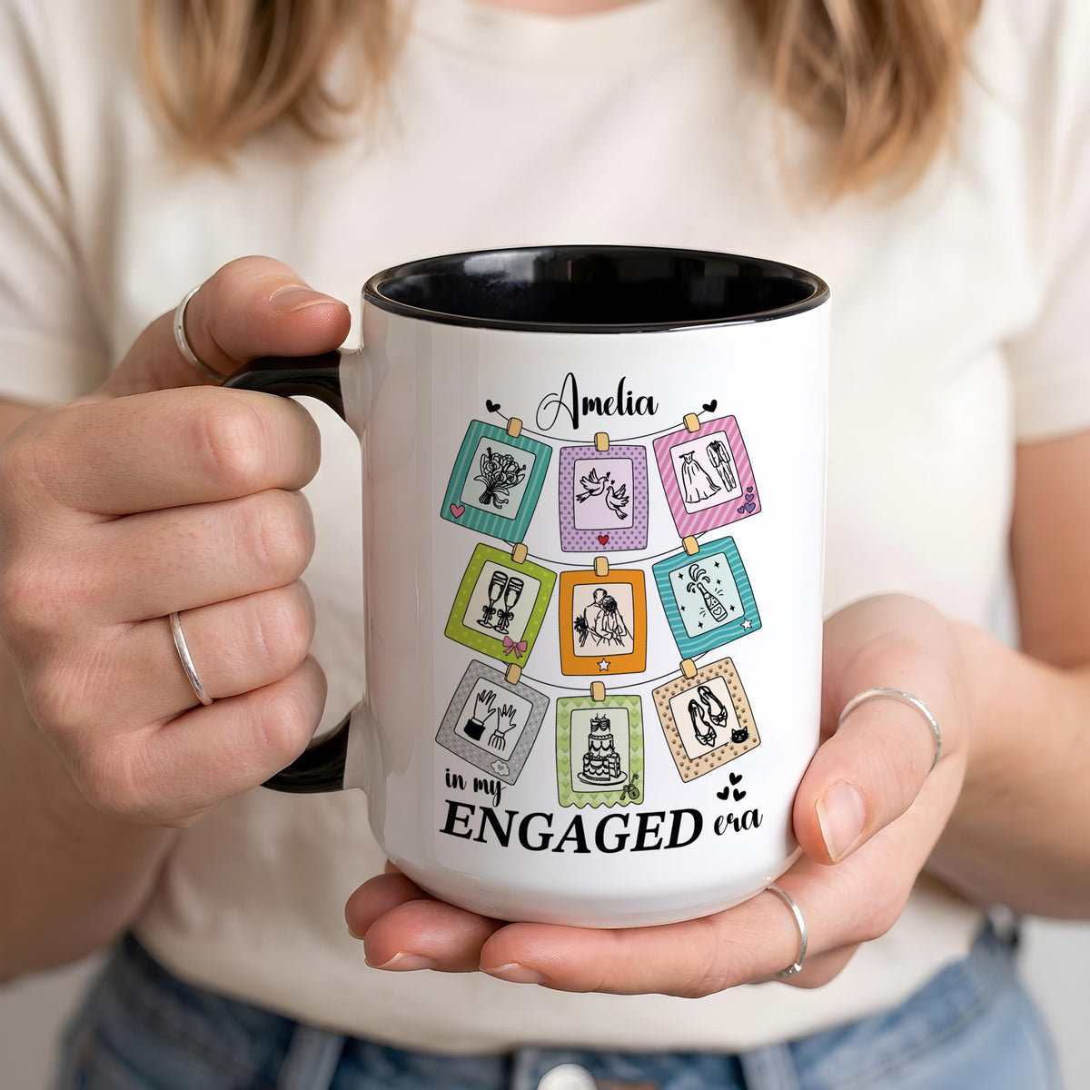 In My Engaged Era Mug, Personalized Engagement Gift, Custom Bride to Be Coffee Cup