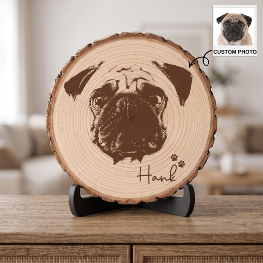 Custom Engraved Pet Portrait on Wood, Laser Etched Basswood Keepsake, Rustic Dog Cat Memorial Gift, Personalized Pet Lover Gift