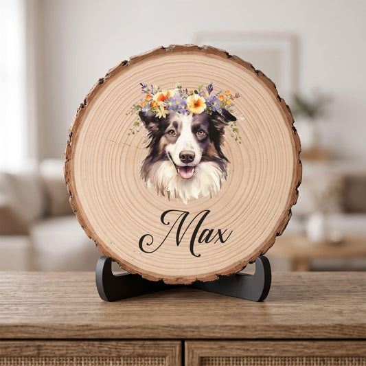 Custom Printed Pet Portrait, Basswood Slice Cat Art, Personalized Dog Lover Gift, Rustic Wood Pet Sign, Memorial Picture Decor