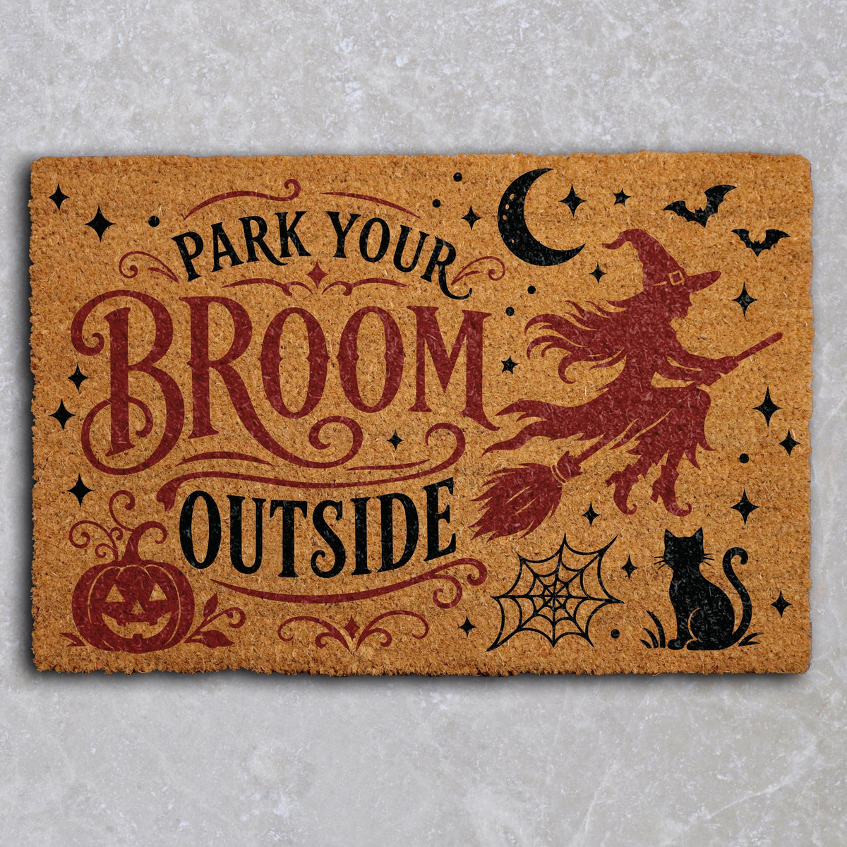 Park Your Broom Outside Halloween Doormat, Funny Witchy Spooky Season Welcome Mat