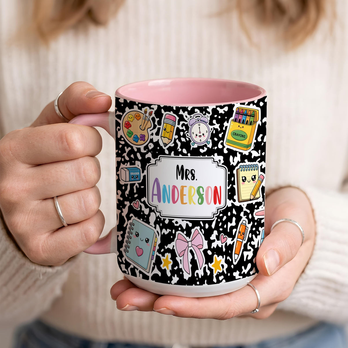 Personalized Teacher Mug, Cute School Supplies Coffee Cup, Back to School Gift