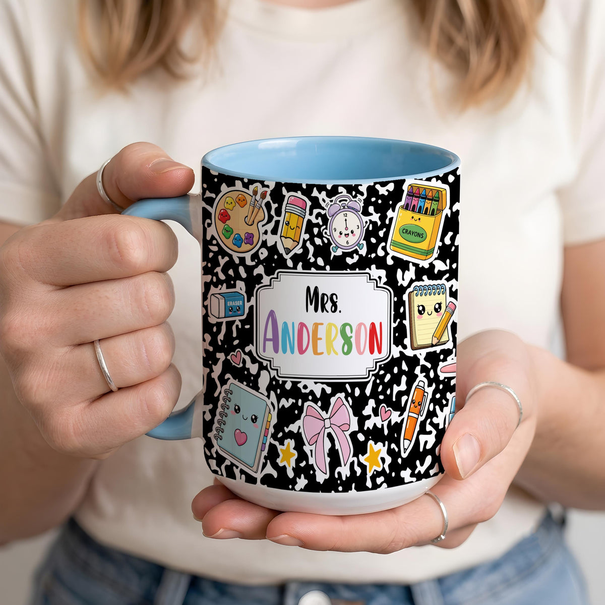Personalized Teacher Mug, Cute School Supplies Coffee Cup, Back to School Gift