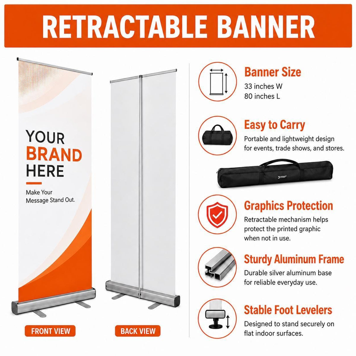 Memorial Retractable Banner, Personalized Photo Tribute Display (33x80'')