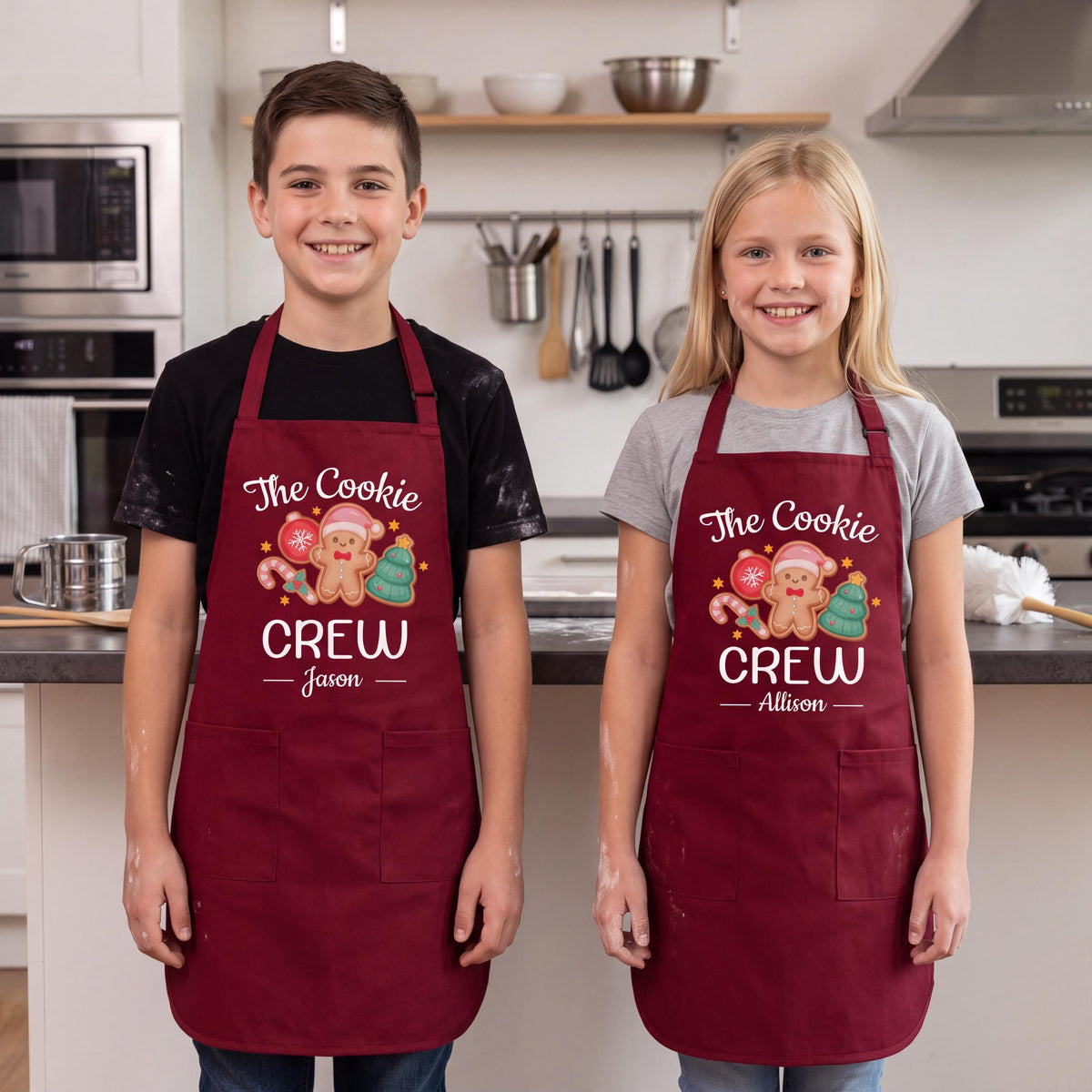 Christmas Cookie Crew Apron, Custom Baking Crew Apron, Christmas Apron Set, Gingerbread Apron, Matching Family Apron, Christmas Apron Gift