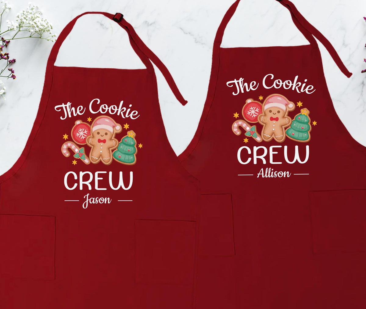 Christmas Cookie Crew Apron, Custom Baking Crew Apron, Christmas Apron Set, Gingerbread Apron, Matching Family Apron, Christmas Apron Gift