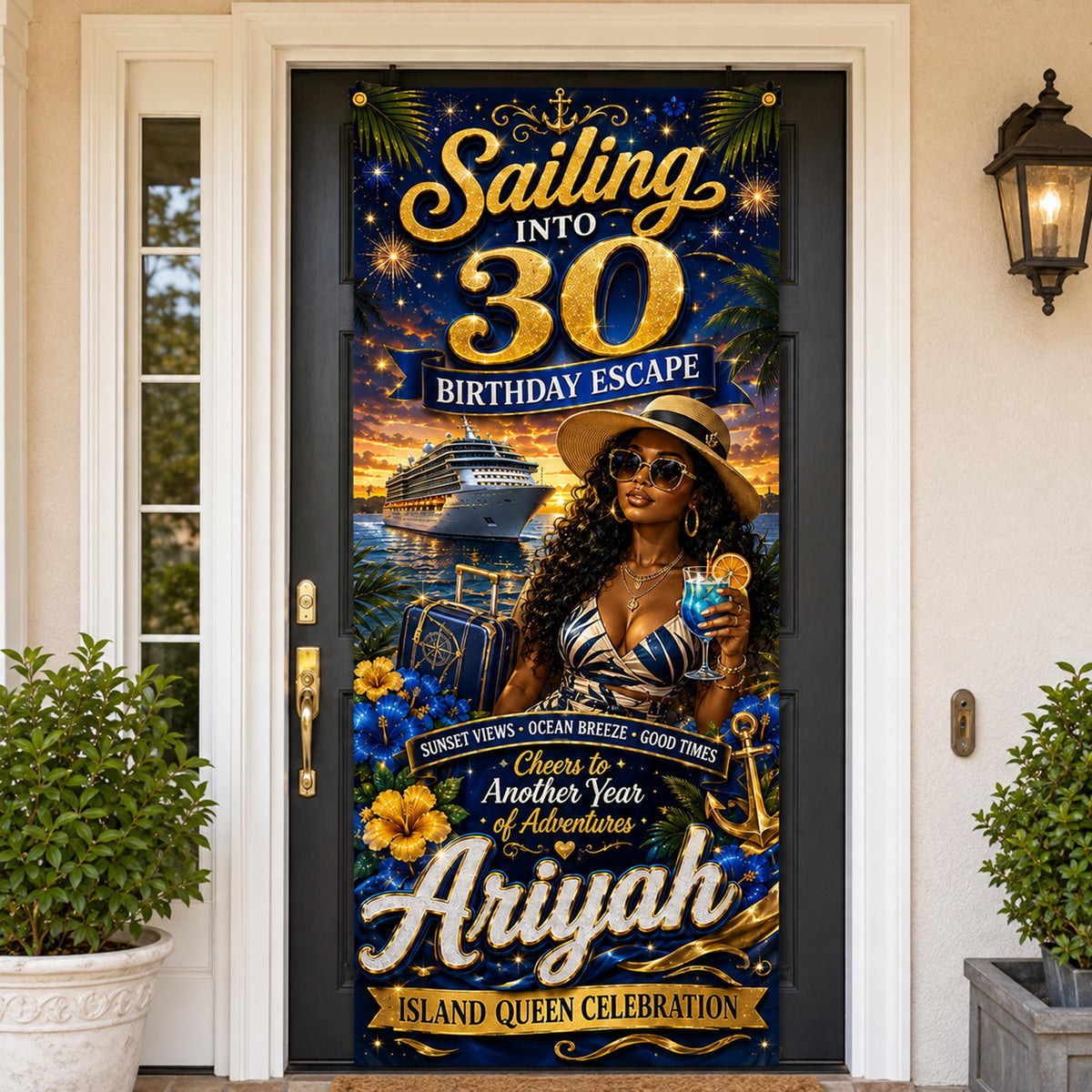Personalized Cruise Door Banner | Sailing into 30 Birthday Escape Sign