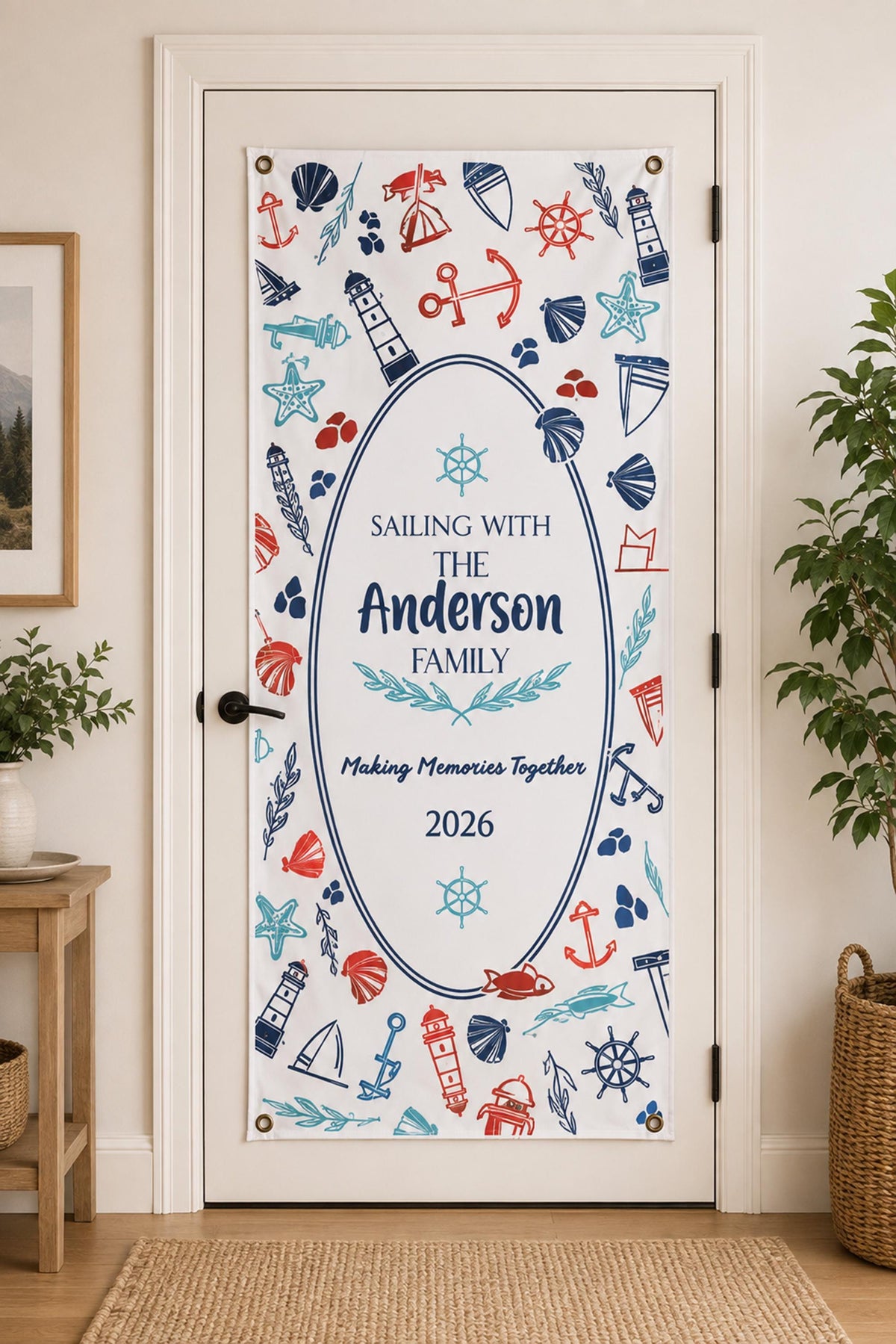 Personalized Nautical Family Cruising Door Banner | Cabin Decor, Vacation Sign