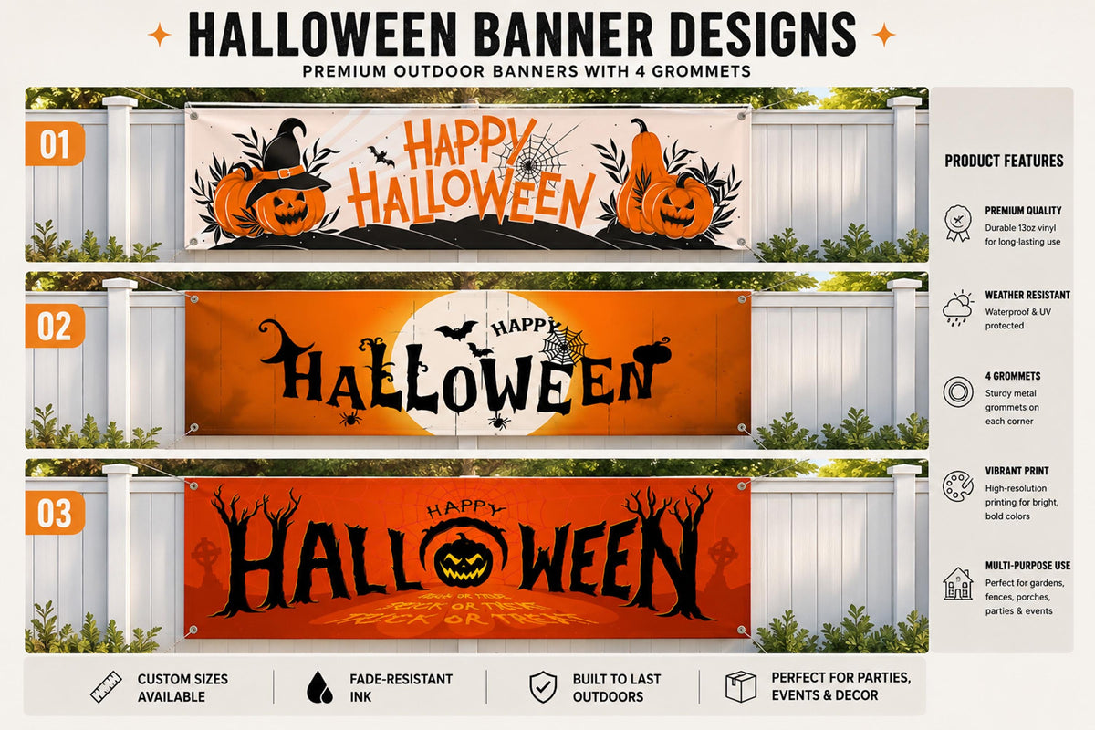 Halloween Banner, Spooky Party Decoration, Trick or Treat Sign, Halloween Backdrop