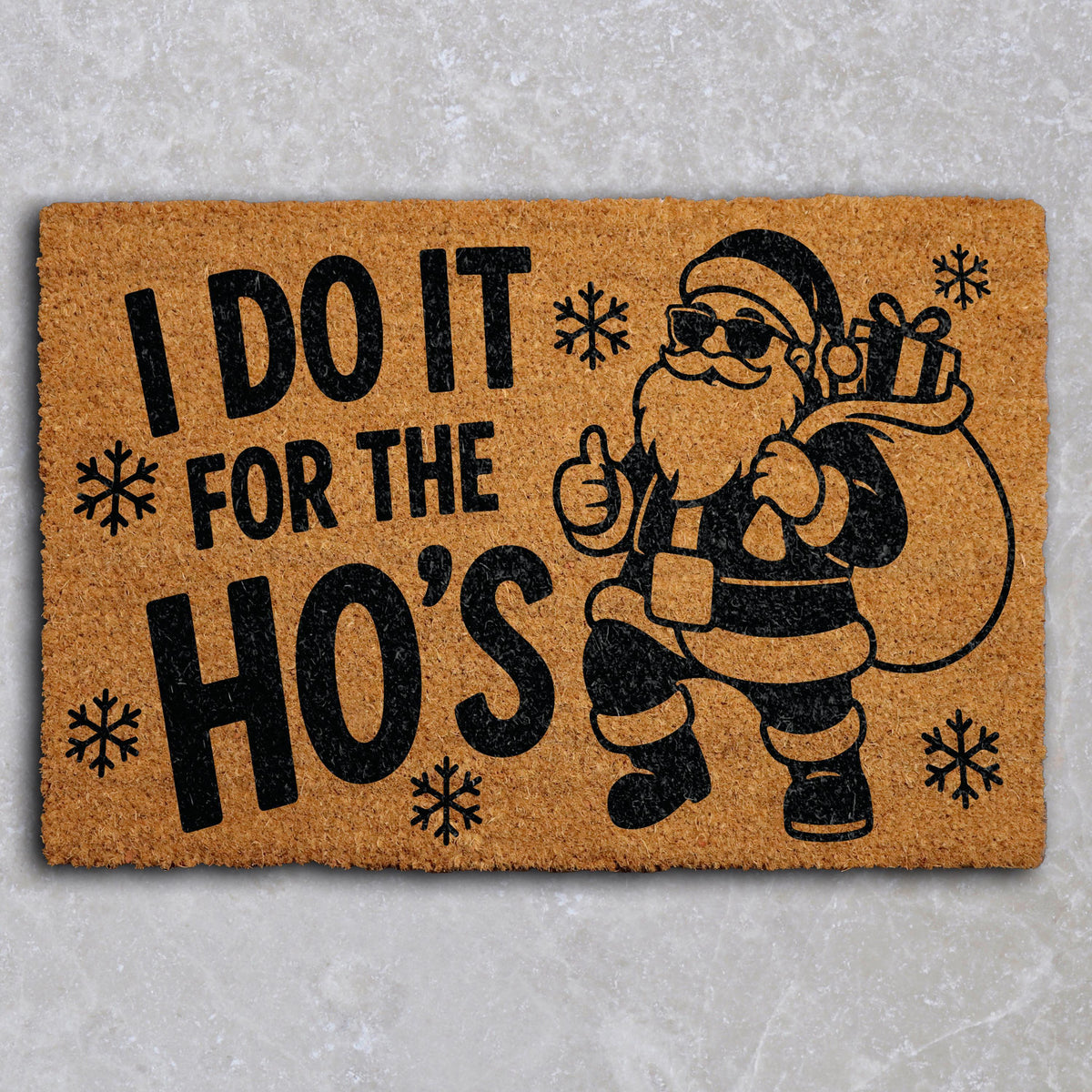 I Do It For The Ho's Christmas Doormat, Funny Cool Santa Welcome Mat