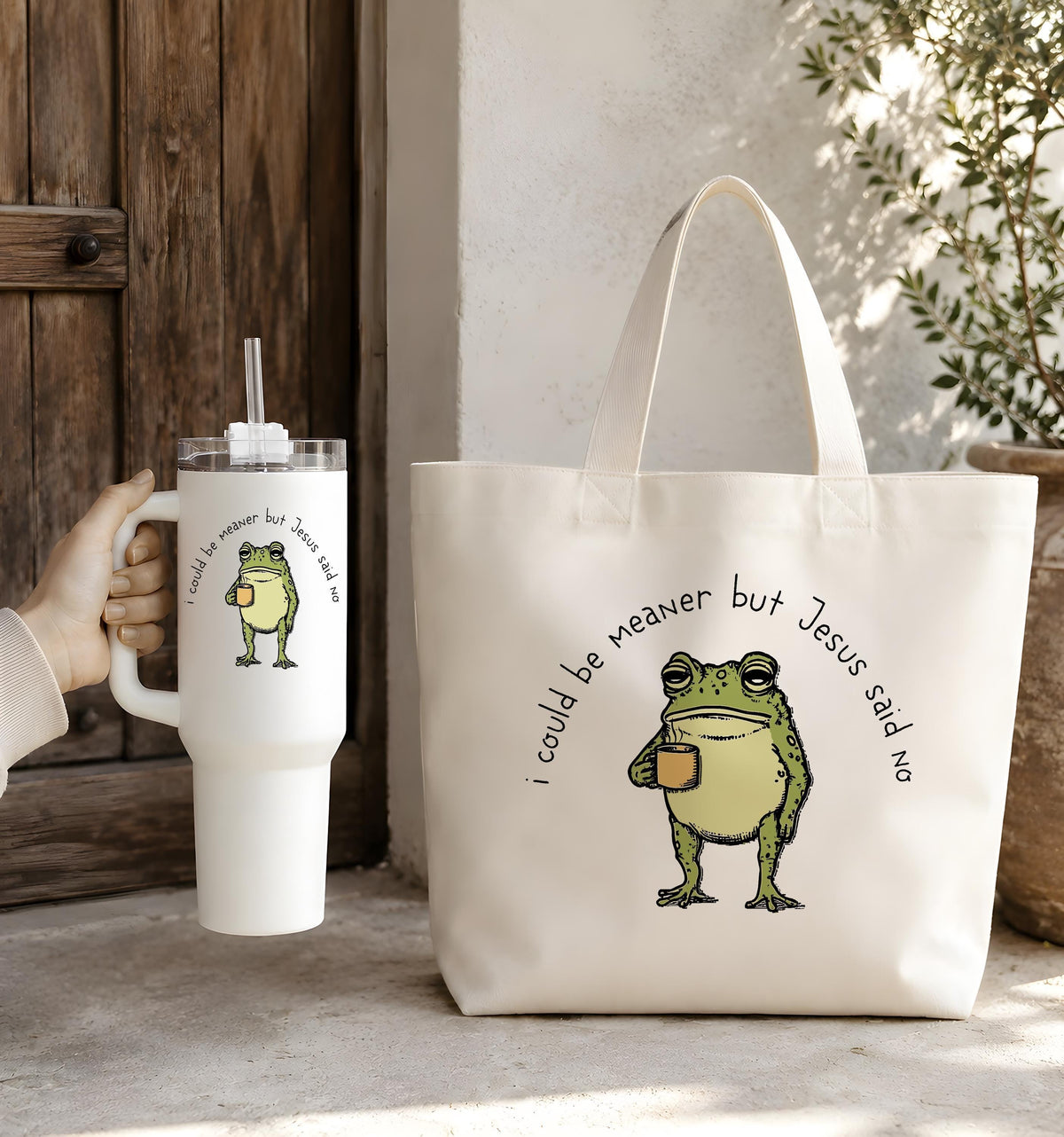Cotton Canvas Tote Bag, Sarcastic Frog Quote Design, Daily Use Carryall Tumbler