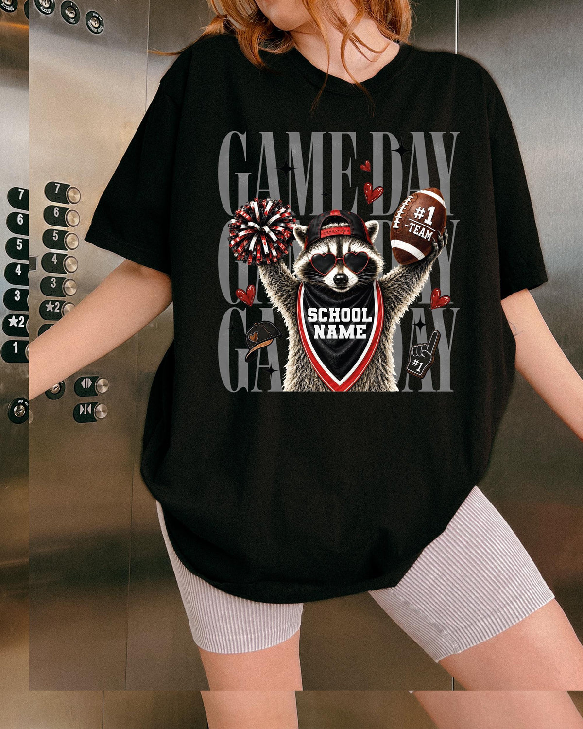 Game Day Raccoon Comfort Colors® Shirt, Custom School Name Shirt, Football Team Matching Tees