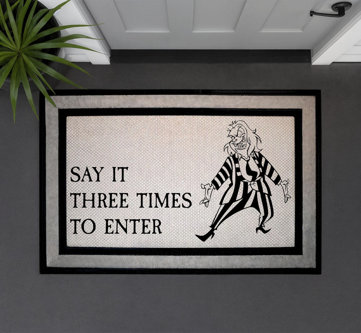 Striped Ghost Doormat, Gothic Welcome Mat, Halloween Porch Decor