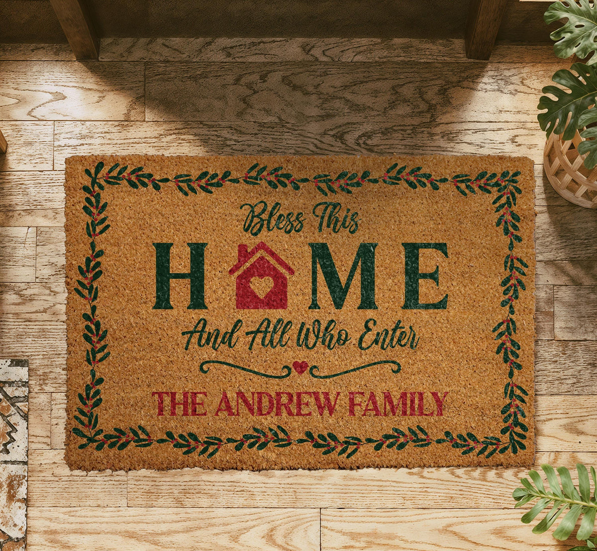 Personalized Bless This Home and All Who Enter Doormat