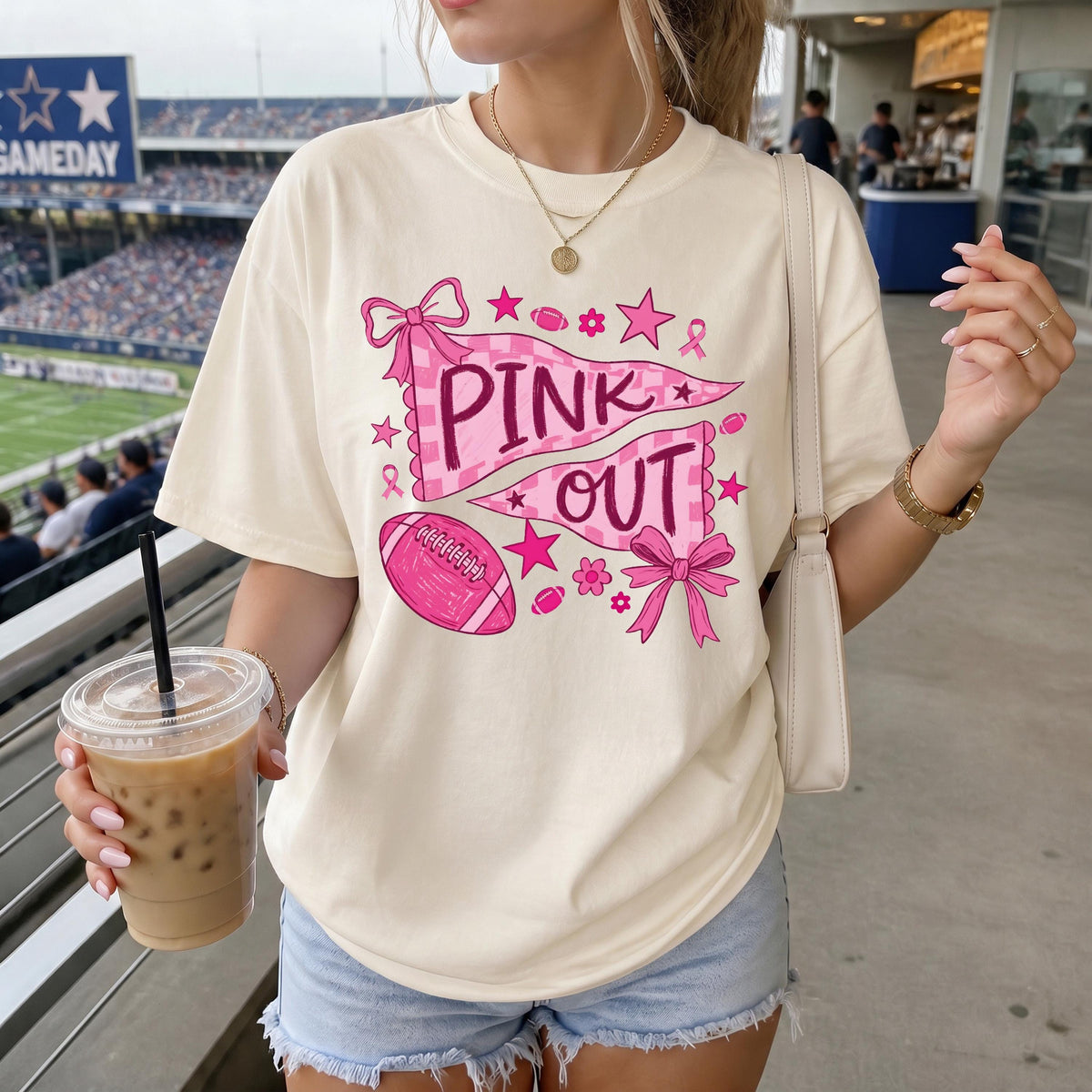 Coquette Bow Breast Cancer Comfort Colors® Shirt, Breast Cancer Football Tee, Pink Ribbon Sport Gift