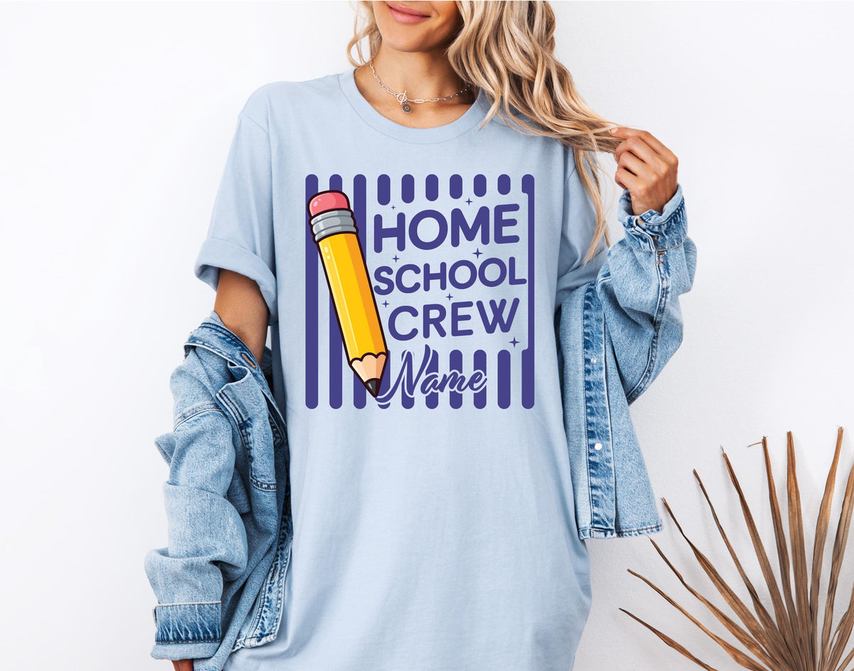 Homeschool Crew T-shirt, Custom Name Homeschool Shirt, Homeschool Mom Kids Matching Tees