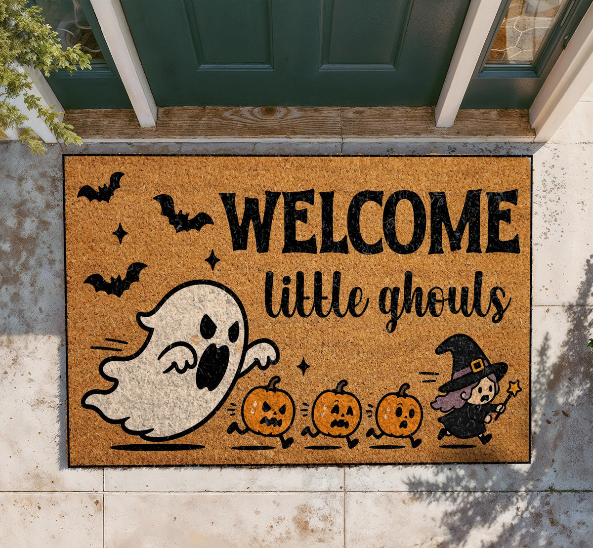 Halloween Ghost Doormat, Spooky Fall Porch Decor, Trick or Treat Welcome Mat