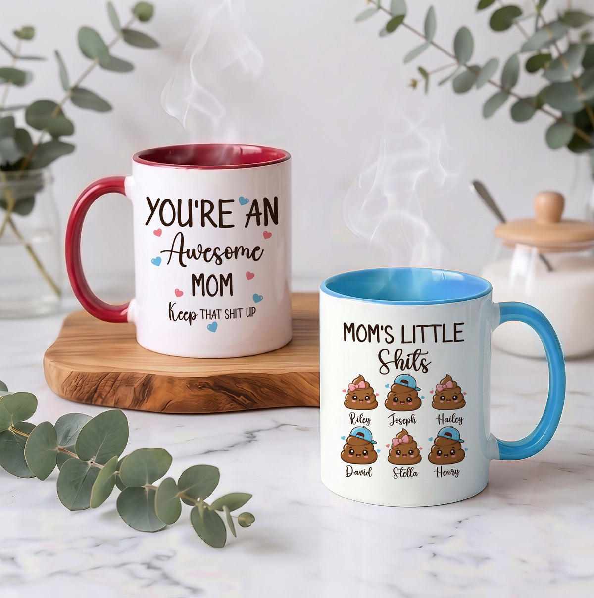 Personalized Funny Mom Coffee Mug, Kids Names, Mother's Day Gift