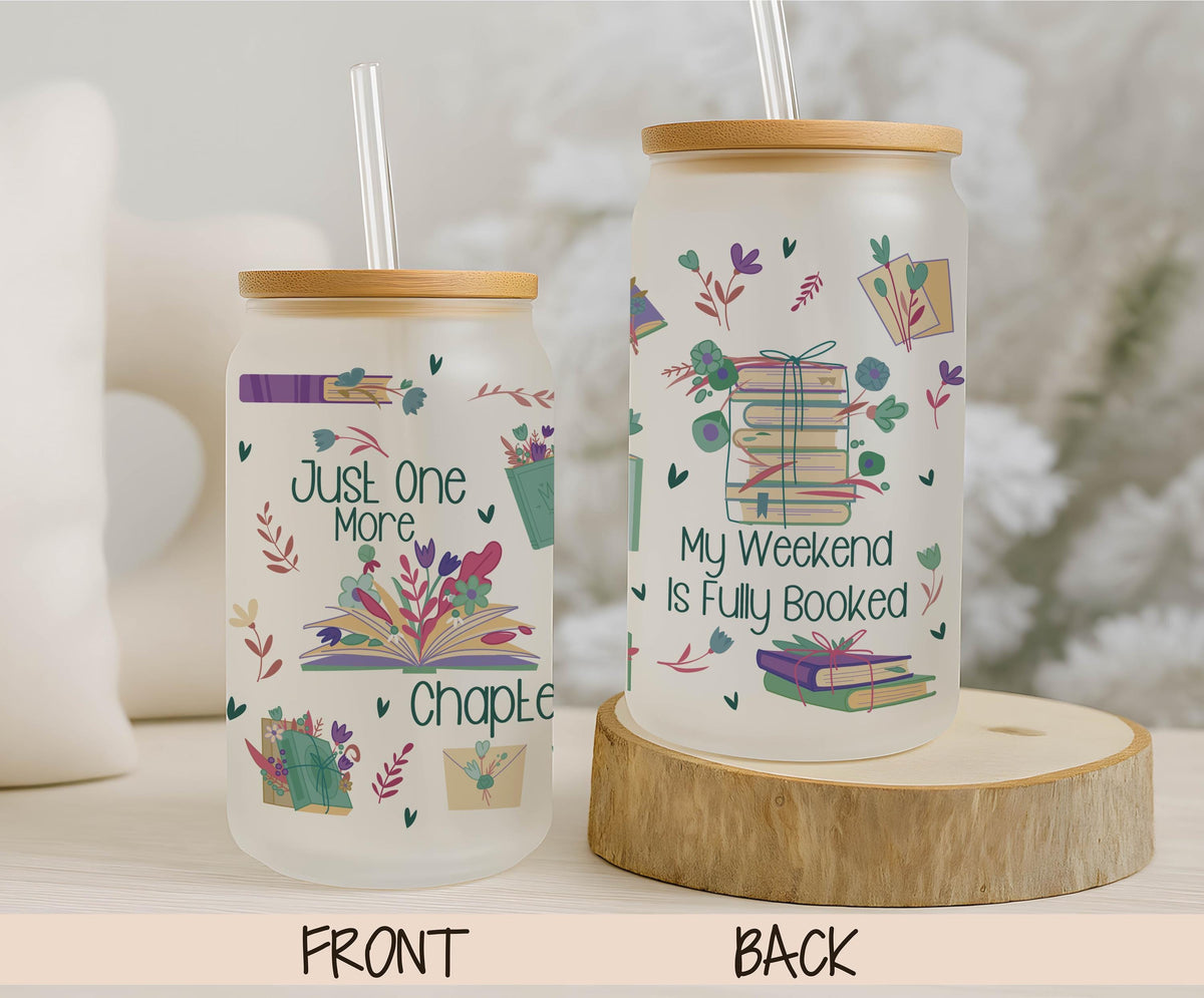 My Weekend Is Fully Booked Iced Coffee Cup, Funny Pun Book Worm Can Glass Tumbler