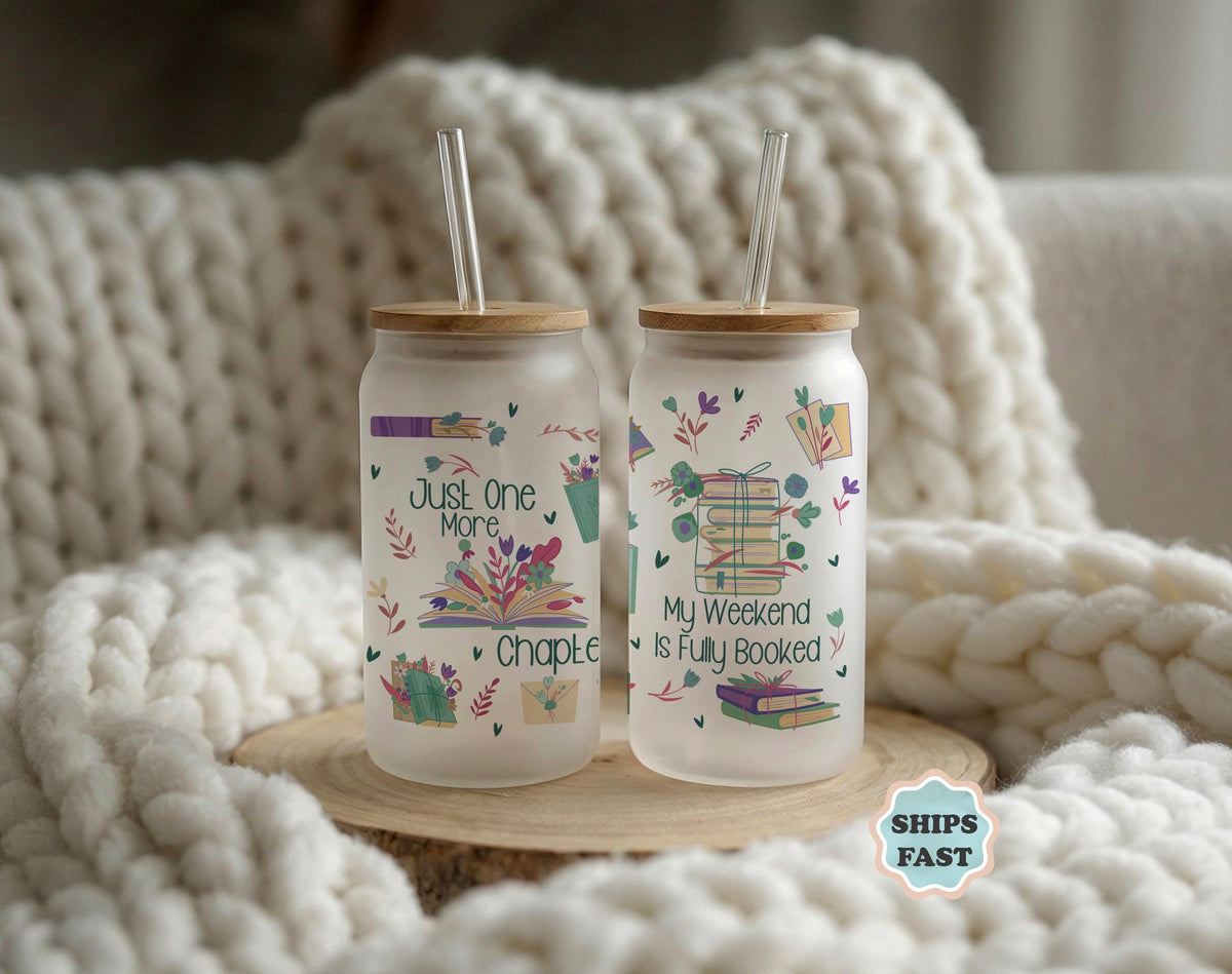 My Weekend Is Fully Booked Iced Coffee Cup, Funny Pun Book Worm Can Glass Tumbler