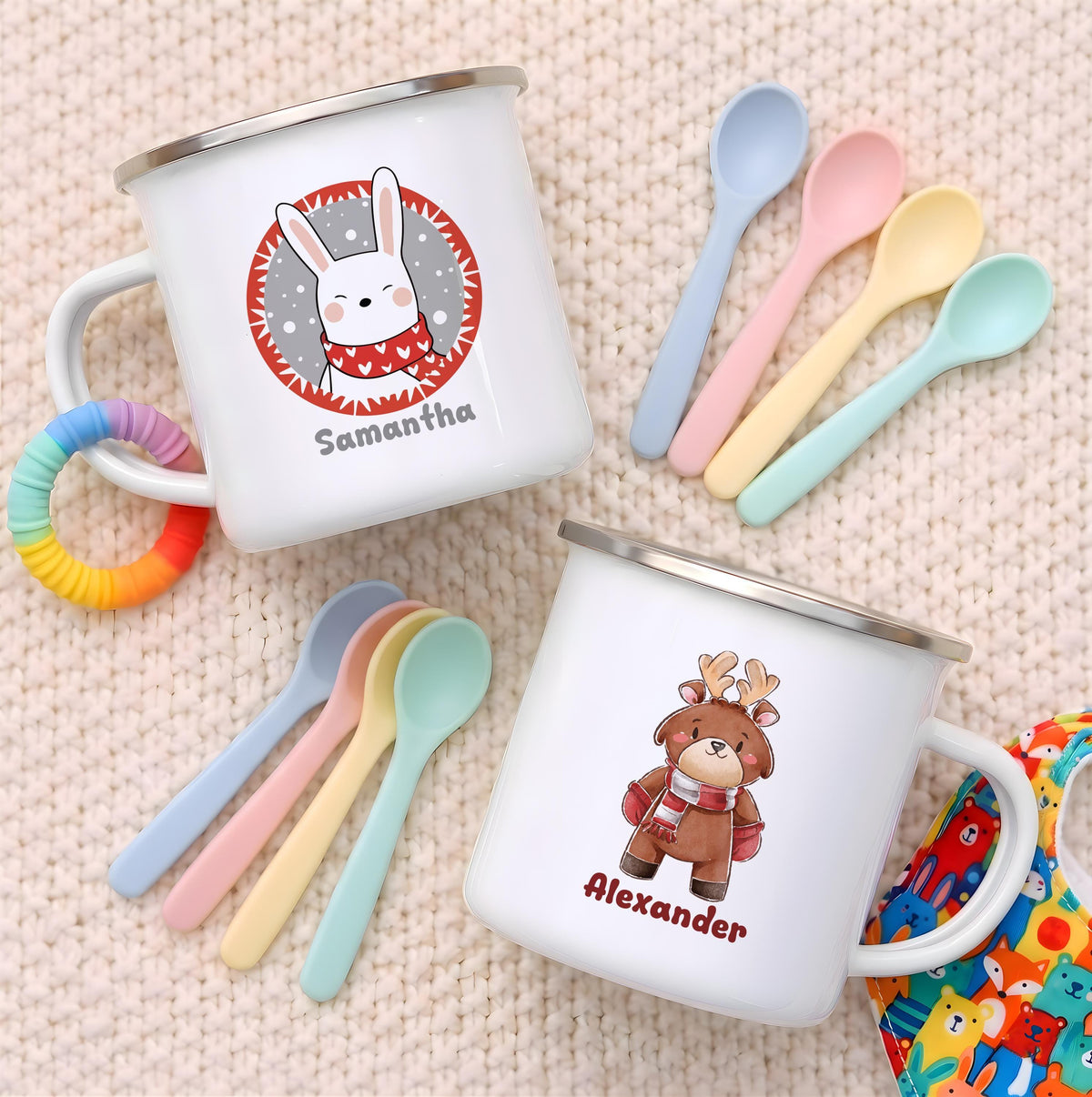 Personalized Kids Stainless Steel Camp Cup, Custom Name Winter Animal Mug