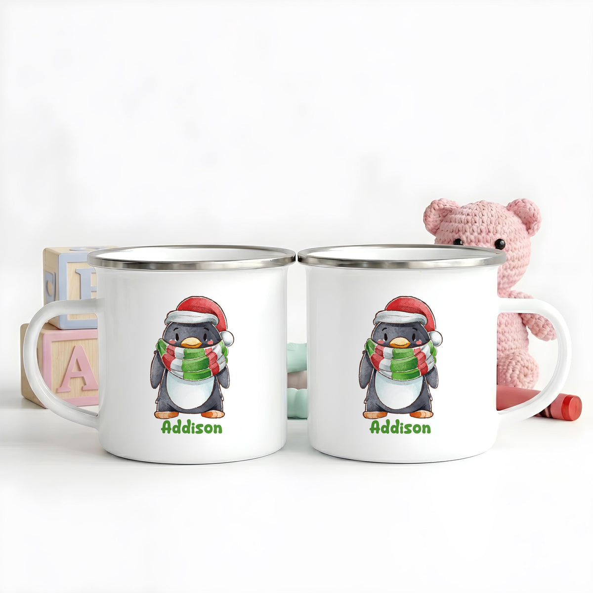 Personalized Kids Stainless Steel Camp Cup, Custom Name Winter Animal Mug