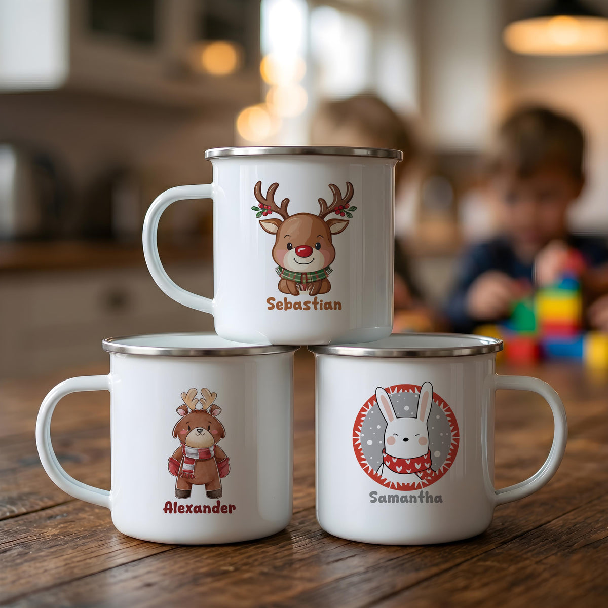 Personalized Kids Stainless Steel Camp Cup, Custom Name Winter Animal Mug
