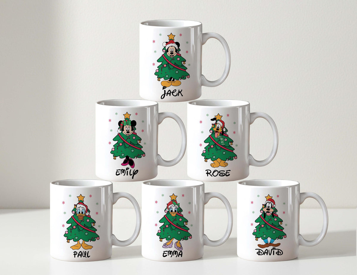 Custom Christmas Mug, Tree Character Coffee Cup, Personalized Mug