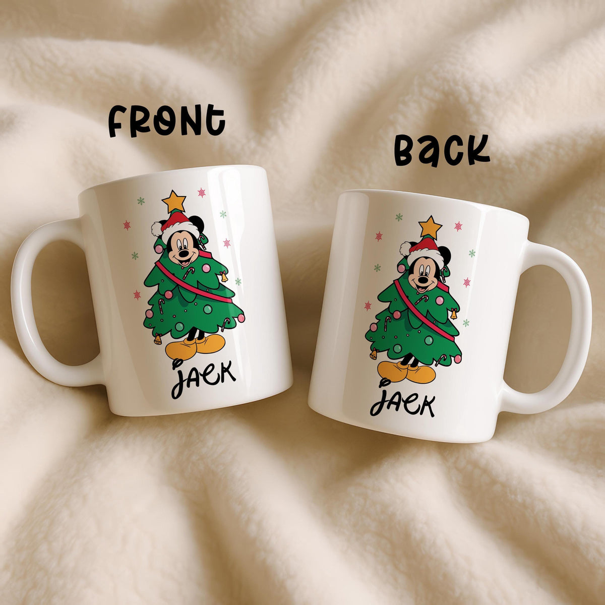 Custom Christmas Mug, Tree Character Coffee Cup, Personalized Mug