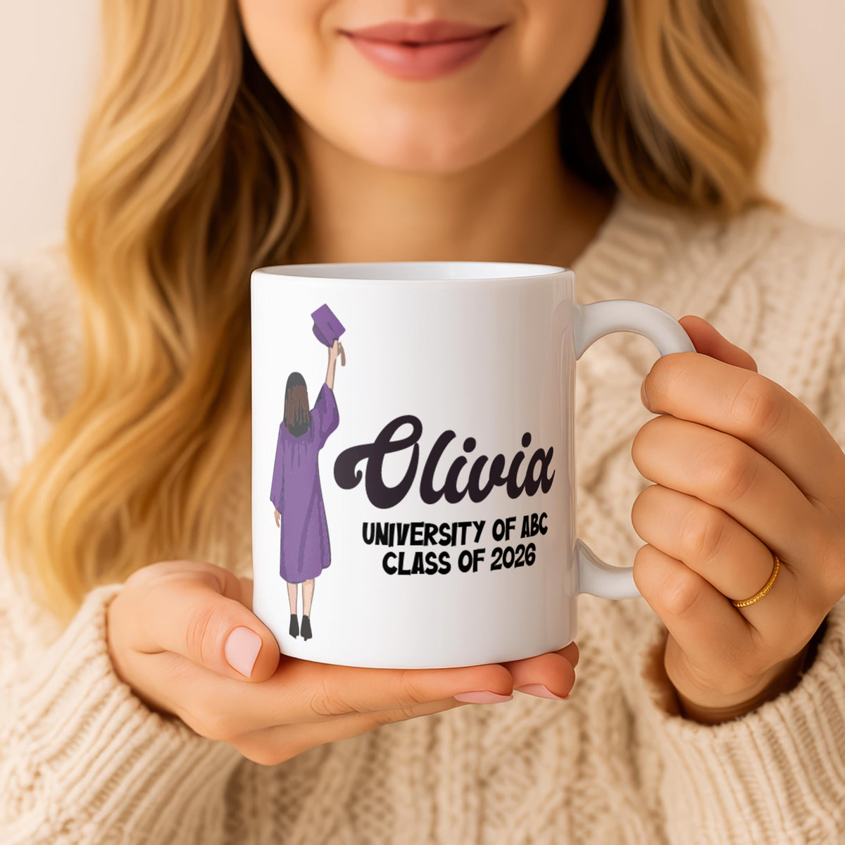 Custom Graduation Mug, Personalized BS Degree Coffee Cup, College Alumni Gift